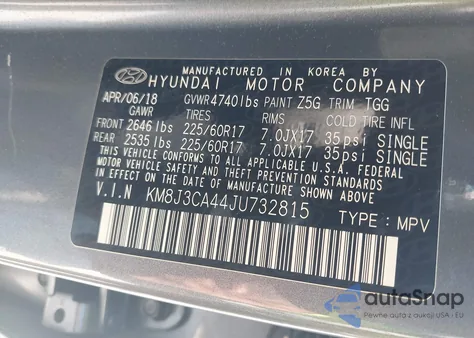 2018 Hyundai Tucson Sel from USA, damaged, VIN KM8J3CA44JU732815